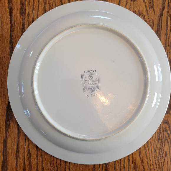 Vintage Electra Decorative Stoneware Plate Green - Brown Boho Design - Picture 6 of 14